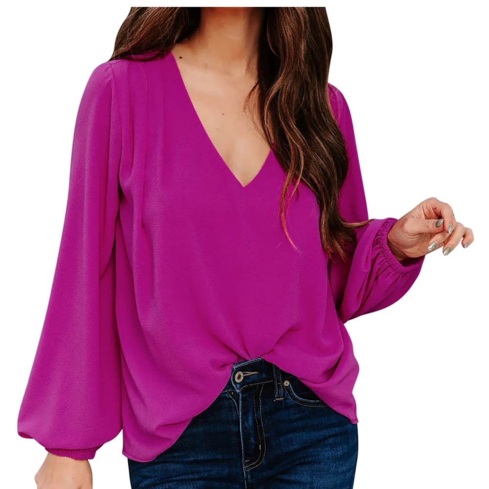 Joie Blouse Balloom sleeve Boho Fuchsia Purple Romantic Feminine Whimsy Sz 3X
